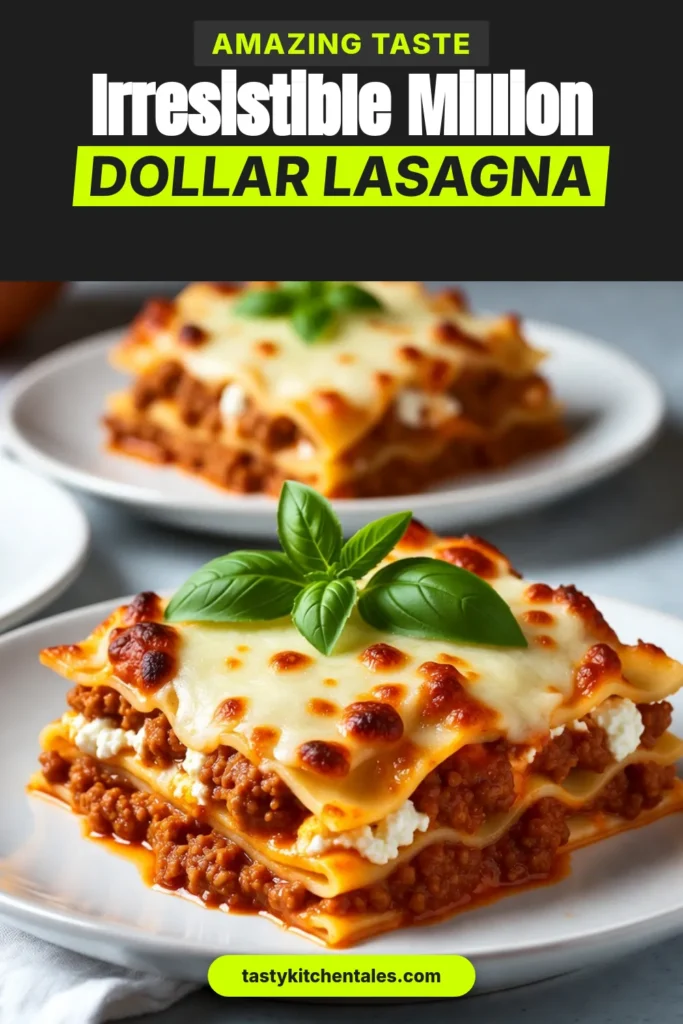 Indulge in the ultimate comfort food with this Million Dollar Lasagna recipe! Featuring creamy ricotta and savory Italian sausage, it's the best lasagna recipe you'll find. Perfect for family dinners, this easy lasagna recipe combines layers of flavor and gooey cheese that will leave everyone asking for seconds. Ready to impress? Try this delicious creamy ricotta lasagna today! Save this recipe for later! #MillionDollarLasagna #EasyLasagnaRecipe #BestLasagnaRecipe #ItalianSausageLasagna