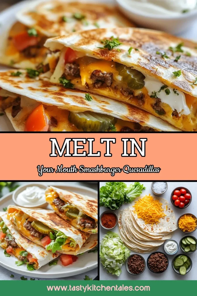 Get ready to indulge in this mouthwatering smashburger quesadilla recipe that combines cheesy beef quesadillas with tons of flavor! Perfect for an easy quesadilla dinner, these ground beef quesadillas are not just delicious but also simple to make. In just 30 minutes, you can serve homemade smashburger quesadillas that are sure to impress! Try this recipe tonight and save your favorites! #SmashburgerQuesadilla #CheesyBeefQuesadillas #EasyQuesadillaDinner #GroundBeefQuesadilla