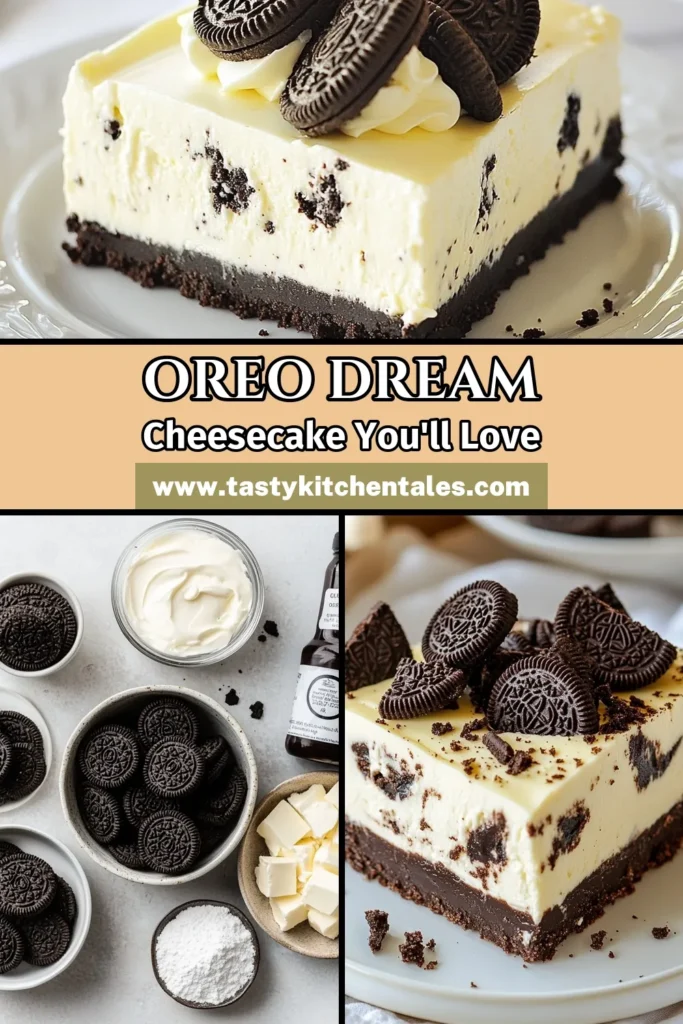 Indulge in this creamy, delicious no-bake Oreo cheesecake recipe that’s perfect for any occasion! This easy cheesecake recipe combines finely crushed Oreos and a light, fluffy filling for a chocolate dessert with Oreos that everyone will love. With just a few simple steps, you can create a delightful no-bake cheesecake with Oreos that will impress your family and friends. Try it and save your favorite dessert today! #OreoCheesecake #NoBakeDessert #CheesecakeRecipe #DessertIdeas