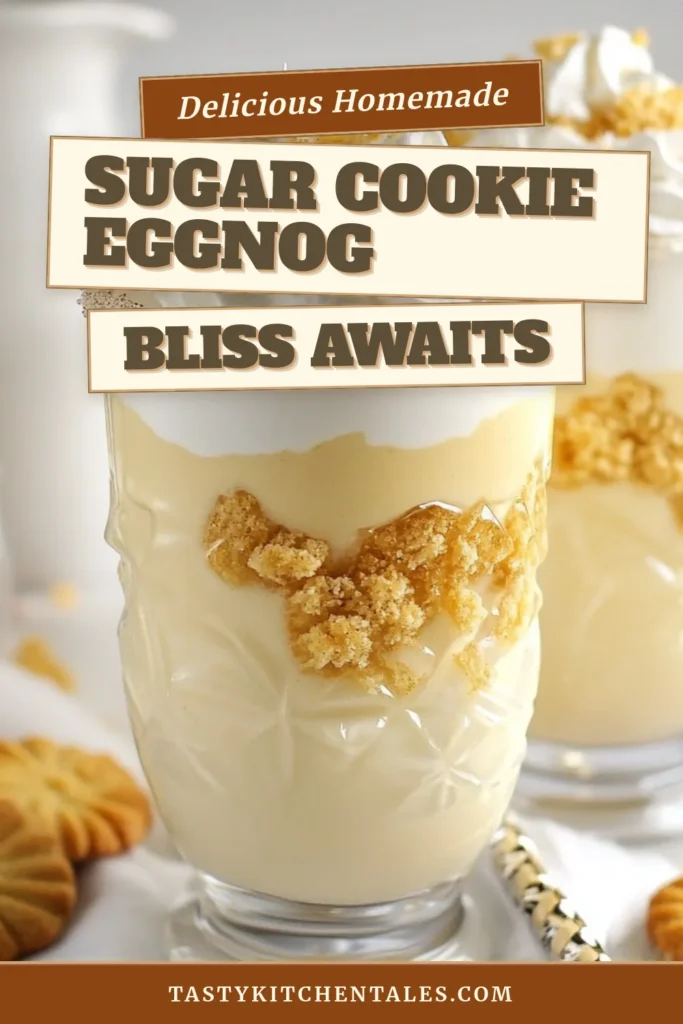 Discover the delightful Sugar Cookie Eggnog Cocktail, your go-to sugar cookie eggnog recipe for this holiday season! This creamy sugar cookie treat blends eggnog and festive flavors, making it a perfect choice for holiday dessert drinks. Easy to make and elegantly garnished, it’s a festive eggnog delight that will wow your guests. Try this easy eggnog cocktail recipe today and bring holiday cheer to your gatherings! Save this for your next party! #SugarCookieEggnog #HolidayDrinks #EggnogDelight #FestiveCocktails