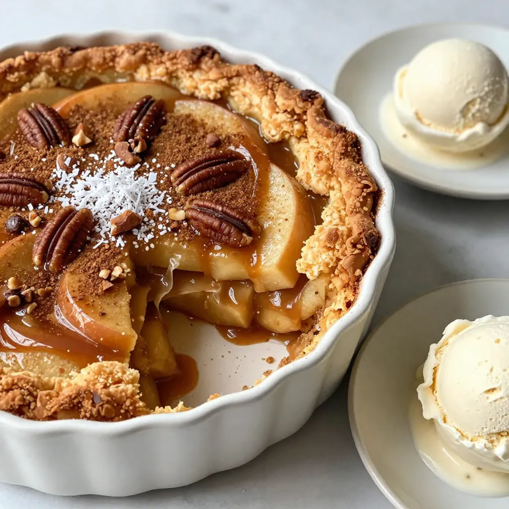 - 1 can (21 oz) apple pie filling - 1 cup caramel sauce - 1 teaspoon ground cinnamon - 1 box yellow cake mix (15.25 oz) - 1 cup unsalted butter (2 sticks), melted - 1 cup chopped pecans (optional) - 1 cup sweetened shredded coconut (optional) This recipe uses simple, tasty ingredients. First, you need apple pie filling. It gives that warm apple flavor we all love. Next, grab a cup of caramel sauce. You can use store-bought or make your own if you feel adventurous. Add one teaspoon of ground cinnamon. This spice brings warmth and a nice scent to the dish. The yellow cake mix is next. It forms the top layer and makes the cake light and fluffy. Melt one cup of unsalted butter. This adds richness and moisture to the cake. You can also add optional toppings for extra crunch and flavor. Chopped pecans add a nice nutty taste. Sweetened shredded coconut can give a tropical twist. If you want, you can serve it with vanilla ice cream for a creamy touch. {{ingredient_image_2}} First, set your oven to 350°F (175°C). Preheating is key. It helps the cake cook evenly. If you skip this step, your cake may not rise well. Next, grab a large 9x13-inch baking dish. Spread the apple pie filling evenly across the bottom. This will create a tasty base. Make sure every corner has some filling for full flavor. Now, let's add some sweetness. Drizzle 1/2 cup of caramel sauce over the apple filling. Then, sprinkle 1 teaspoon of ground cinnamon on top. This adds warmth to your cake. Carefully pour the dry yellow cake mix over the apple and caramel layers. Do not stir. This is the magic of dump cake! Next, drizzle 1 cup of melted butter over the cake mix. Cover all the dry spots for a nice, moist top. If you like extra crunch, sprinkle 1 cup of chopped pecans and 1 cup of sweetened shredded coconut on top. These are optional but add great flavor. Place the dish in the oven and bake for 40-45 minutes. Look for a golden top and bubbly edges. This shows your cake is ready. After baking, let it cool for a few minutes. This helps the flavors blend together. Serve your dump cake warm. Drizzle with more caramel and add a scoop of vanilla ice cream for a sweet treat! Layering the ingredients is key to a great dump cake. Start with a solid base of apple pie filling. Spread it evenly in your dish. Next, drizzle half of the caramel sauce over the apples. This adds sweetness and moisture. To keep the top crust moist, pour the melted butter over the dry cake mix. Make sure it covers all areas. Avoid stirring the layers; this keeps the cake light and fluffy. For a fun presentation, serve slices in bowls. Drizzle extra caramel sauce over each slice. A scoop of vanilla ice cream on the side makes it extra special. You can also sprinkle a bit of cinnamon or some pecans on top for added flair. Feel free to swap out the apple filling. You can use cherry, peach, or even blueberry for a different flavor. You can also try different cake mix flavors. Chocolate or spice cake mix can create a unique twist on this classic dessert. Pro Tips Use Fresh Ingredients: For the best flavor, opt for high-quality apple pie filling or make your own using fresh apples and spices. Customize the Toppings: Feel free to experiment with different nuts or add chocolate chips for a unique twist on the classic flavor. Check for Doneness: Keep an eye on the cake during baking; the top should be golden brown and the edges bubbling for optimal texture. Serve with Ice Cream: A scoop of vanilla ice cream creates a delicious contrast to the warm dump cake, enhancing the overall experience. {{image_4}} To keep your caramel apple dump cake fresh, use these tips: - Refrigerator: Store leftovers in an airtight container. They last about 3 to 5 days. - Freezer: For longer storage, freeze in a tightly sealed container. It lasts up to 3 months. When you want to enjoy it again, here’s how to reheat: - Reheat in the Oven: Preheat your oven to 350°F. Place the cake in a baking dish. Heat for about 15-20 minutes until warm. - Microwave Option: For a quick fix, warm a slice in the microwave for about 30 seconds. To enjoy the best taste, follow this freshness timeline: - Refrigerator: Eat within 3 to 5 days for the best flavor. - Freezer: Use within 3 months for optimal taste. Watch for these signs of spoilage: - Smell: If it has an off or sour odor, it’s time to toss it. - Texture: If it feels slimy or too hard, it’s not safe to eat. - Color: Look for any unusual discoloration or mold. If you see any, throw it out. Yes, you can use homemade caramel sauce. Making your own caramel adds a fresh taste. Here are some tips for making your own caramel: - Ingredients: You need sugar, butter, and cream. - Heat Slowly: Cook the sugar on low heat until it melts and turns golden. - Add Butter: Stir in butter until it melts. - Add Cream: Slowly mix in cream and stir until smooth. - Cool Down: Let it cool before using. Homemade caramel brings a rich flavor that store-bought can't match. If you don't have yellow cake mix, don't worry! You have options. You can use: - White cake mix: It works just as well. - Vanilla cake mix: This adds a nice touch. - Chocolate cake mix: For a fun twist, try this. Each option helps create a tasty dump cake that you will love. Yes! You can make this recipe gluten-free. Use a gluten-free cake mix instead of yellow cake mix. Here are some good options: - Almond flour cake mix: This adds a nutty flavor. - Rice flour cake mix: It gives a light texture. - Gluten-free all-purpose mix: This is a solid choice. Make sure to check all labels to ensure they are gluten-free. Enjoy a delicious treat without gluten! To help you make this caramel apple dump cake, I suggest taking pictures at each step. Start with a photo of the apple pie filling in the baking dish. Next, capture the moment you drizzle the caramel sauce over the apples. A shot of the cinnamon sprinkle adds warmth to your visual guide. Layering the yellow cake mix is fun, so snap a photo before you pour the melted butter. Lastly, take a picture of the golden-brown cake once it’s out of the oven. A final photo of the plated dump cake with ice cream and caramel sauce will make your readers drool! If you're more of a visual learner, you can check out video tutorials online. Many cooking channels showcase the steps for making this dessert. Watching someone else make the cake can give you great tips. Look for videos that show the layering process and baking tips. This will help you feel confident as you create your own version. This article covers a tasty dump cake recipe with easy steps. We discussed the key ingredients like apple pie filling, caramel sauce, and yellow cake mix. I shared tips to get the perfect texture and serving ideas, like adding ice cream. You can even store leftovers smartly and enjoy them later. Try swapping ingredients for fun variations. With this guide, you can confidently make a delicious treat that everyone will love. Enjoy baking and experimenting with your own twist!