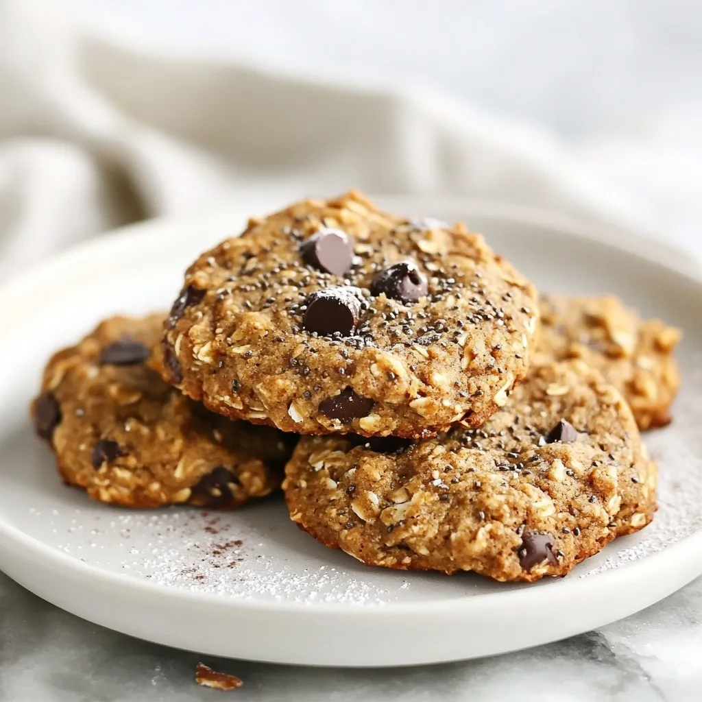 These breakfast cookies use simple, healthy ingredients. Each one packs a punch of nutrition. Here’s what you need: - 1 cup rolled oats - 1/2 cup almond flour - 1/4 cup chia seeds - 1/4 cup hemp seeds - 1/2 cup almond butter or peanut butter - 1/4 cup honey or maple syrup - 1/2 ripe banana, mashed - 1 teaspoon vanilla extract - 1/2 teaspoon baking soda - 1/2 teaspoon ground cinnamon - 1/2 cup dark chocolate chips (optional) - Pinch of salt Rolled oats provide fiber and energy. Almond flour adds healthy fats and protein. Chia and hemp seeds give omega-3s and vital nutrients. Almond butter or peanut butter adds creaminess and flavor. Honey or maple syrup offers natural sweetness. You can use almond butter or peanut butter based on your taste. Almond butter is nutty and rich in vitamin E. It’s also great for those avoiding peanuts. Peanut butter is creamier and has more protein. Both work well in this recipe. If you prefer nut-free options, sunflower seed butter is a great choice. It adds a unique flavor and keeps the recipe allergen-friendly. These cookies are not just tasty; they are good for you too. Each cookie contains: - Calories: About 150 - Protein: 4 grams - Fiber: 3 grams - Healthy fats: 7 grams These values can change based on your ingredient choices. Adding chocolate chips boosts the sweetness but also adds some sugar. Enjoy these cookies as a healthy start to your day! {{ingredient_image_2}} Start by preheating your oven to 350°F (175°C). This step ensures even baking. While the oven heats, line a baking sheet with parchment paper. This prevents the cookies from sticking and makes cleanup easy. In a large mixing bowl, combine the following dry ingredients: - 1 cup rolled oats - 1/2 cup almond flour - 1/4 cup chia seeds - 1/4 cup hemp seeds - 1/2 teaspoon baking soda - 1/2 teaspoon ground cinnamon - Pinch of salt Mix these dry ingredients well. Stirring thoroughly helps blend flavors and ensures even texture. In a separate bowl, mix your wet ingredients: - 1/2 cup almond butter (or peanut butter) - 1/4 cup honey (or maple syrup) - 1/2 ripe banana, mashed - 1 teaspoon vanilla extract Whisk these ingredients until they’re smooth and well combined. This mixture adds moisture and sweetness to the cookies. Pour the wet mixture into your bowl of dry ingredients. Stir gently until everything is combined. If using, fold in 1/2 cup dark chocolate chips at this point. Be careful not to overmix; you want a nice, chunky dough. Use a cookie scoop or tablespoon to drop mounds of dough onto the prepared baking sheet. Leave about 2 inches of space between each mound. This space allows the cookies to spread as they bake. Gently flatten the mounds with the back of a spoon for an even shape. Bake in your preheated oven for 10-12 minutes. You know they’re done when the edges are lightly golden and the centers feel set. Let the cookies cool on the baking sheet for about 5 minutes. Then, transfer them to a wire rack to cool completely. This helps them firm up and improves their texture. To get the best texture, mix the dry and wet ingredients well. This helps the dough bind. Use a cookie scoop for even sizes. Make sure to leave space between each cookie. This allows them to spread and bake evenly. Flatten the mounds slightly with a spoon. This ensures they cook through and do not puff up too much. Once the cookies cool, store them in an airtight container. This keeps them soft and chewy. Place a piece of bread in the container. The bread will help keep the cookies moist. You can also wrap them tightly in plastic wrap. This keeps them fresh for several days. You can add more seeds or nuts to boost nutrition. Try walnuts, pecans, or sunflower seeds. For extra flavor, mix in spices like nutmeg or ginger. You can also add dried fruit like raisins or cranberries. This adds sweetness and texture. Use different nut butters for variety. Each one brings a unique taste. Pro Tips Storage Tip: Store cookies in an airtight container for up to a week to maintain their freshness and texture. Substitution Tip: Feel free to substitute almond flour with coconut flour for a different flavor profile, but use less as coconut flour is more absorbent. Flavor Boost Tip: Add a pinch of sea salt on top of the cookies before baking to enhance the sweetness and overall flavor. Mix-In Tip: Experiment with different mix-ins like dried fruits, nuts, or seeds to customize your cookies according to your taste! {{image_4}} You can change up the seeds and nuts in this recipe. Try sunflower seeds, pumpkin seeds, or flaxseeds. Each adds a unique crunch and flavor. You can also mix in chopped nuts like walnuts or pecans. These not only boost the taste but also provide healthy fats. Remember to keep the total amount of seeds and nuts around 1/2 cup. This keeps the texture just right. If you want to lower sugar, use agave or stevia instead of honey or maple syrup. Agave gives a sweet taste without being too strong. Stevia is much sweeter, so use less. Start with a small amount and adjust to your liking. These options help make the cookies fit your diet while still tasting great. Adding flavors transforms these cookies. To enhance taste, mix in shredded coconut or dried fruits, like cranberries or apricots. For a warm touch, add spices like nutmeg or ginger. A dash of cocoa powder can make them chocolatey without adding chips. Explore flavors that excite your taste buds while keeping the health benefits! To keep your superfood breakfast cookies fresh, store them in an airtight container. This helps maintain their texture and flavor. Place parchment paper between layers of cookies to prevent sticking. You can keep them at room temperature for up to one week. For longer freshness, consider refrigerating them. The cool air helps slow down spoilage. If you want to save some cookies for later, freezing is a great option. First, let the cookies cool completely. Then, wrap each cookie tightly in plastic wrap. Place the wrapped cookies in a freezer-safe bag or container. Label it with the date. You can freeze them for up to three months. When you're ready to eat, just thaw them at room temperature. These cookies have a good shelf life. At room temperature, they last about a week. In the fridge, they can last up to two weeks. Look for changes in texture or smell as signs of spoilage. If the cookies feel hard or dry, they may no longer taste good. If you see mold, discard them immediately. Always trust your senses when it comes to food safety. Yes, you can make these cookies vegan. Simply swap honey for maple syrup. Use almond butter or peanut butter as your base. Make sure to use dairy-free chocolate chips if you choose to add them. This way, you keep the tasty flavor without using any animal products. To make these cookies gluten-free, use certified gluten-free rolled oats. Replace almond flour with a gluten-free flour blend if desired. The rest of the ingredients are naturally gluten-free. Always check labels for any hidden gluten in your ingredients. Chia seeds are packed with fiber, protein, and omega-3 fatty acids. They help keep you full and support heart health. Hemp seeds are rich in protein and healthy fats. They also contain vitamins and minerals that boost your overall health. Adding these seeds to your cookies makes them a superfood treat! You learned about the great ingredients in superfood cookies, like almond and peanut butter. I shared simple steps to make them yummy. We discussed tips for the perfect texture and storage tricks for freshness. You can customize flavors with seeds, nuts, and sweeteners to make them unique. Remember, these cookies can fit into different diets. I hope you feel inspired to bake and enjoy these delicious, healthy treats.