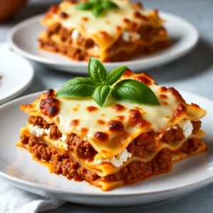To make a great Million Dollar Lasagna, you need: - 12 lasagna noodles - 2 tablespoons olive oil - 1 pound ground beef - 1 pound Italian sausage, casing removed - 1 medium onion, finely chopped - 4 cloves garlic, minced - 1 can (28 oz) crushed tomatoes - 1 can (15 oz) tomato sauce - 2 tablespoons tomato paste - 2 teaspoons dried oregano - 1 teaspoon dried basil - 1 teaspoon sugar - Salt and pepper to taste - 15 oz ricotta cheese - 1 large egg - 2 cups shredded mozzarella cheese - 1 cup grated Parmesan cheese - Fresh basil leaves for garnish For a lovely finish, consider these garnishes: - Extra marinara sauce for drizzling - Chopped fresh parsley - More grated Parmesan cheese - Fresh basil leaves Choosing the best ingredients makes a big difference. Here are some tips: - Select fresh herbs for a brighter taste. - Pick high-quality cheese for creaminess and flavor. - Use lean meat to keep the dish light. - Look for good brands of canned tomatoes for rich flavor. - Choose organic or local produce when possible. These choices make your lasagna tasty and hearty. Enjoy the cooking process and let your ingredients shine! {{ingredient_image_2}} Preheat your oven to 375&deg;F (190&deg;C). This step gets your oven ready for baking. In a large pot, bring water to a boil. Then, add 12 lasagna noodles to the pot. Cook them according to the package instructions. You want them to be al dente. After cooking, drain the noodles and rinse them with cold water. This stops the cooking process. Set the noodles aside for later. In a large skillet, heat 2 tablespoons of olive oil over medium heat. Add 1 pound of ground beef and 1 pound of Italian sausage. Cook until they are browned and fully cooked, about 5-7 minutes. Use a wooden spoon to break the meat into smaller pieces while cooking. Next, add 1 chopped medium onion and 4 minced garlic cloves. Saut&eacute; these for 3-4 minutes until the onion is soft. Then, stir in 1 can of crushed tomatoes, 1 can of tomato sauce, and 2 tablespoons of tomato paste. Add 2 teaspoons of dried oregano, 1 teaspoon of dried basil, and a teaspoon of sugar. Season with salt and pepper. Let the sauce simmer for 15 minutes, stirring occasionally. In a mixing bowl, combine 15 ounces of ricotta cheese, 1 large egg, and a pinch of salt. Add half of the grated Parmesan cheese to this mixture. Stir well until everything is smooth and creamy. This filling adds a rich layer to your lasagna. In a 9x13-inch baking dish, spread a thin layer of the meat sauce on the bottom. Place 4 lasagna noodles over the sauce. Next, spread half of the ricotta mixture over the noodles. Then, add a generous layer of meat sauce. Sprinkle 1 cup of shredded mozzarella cheese on top. Repeat this layering with more noodles, the remaining ricotta, meat sauce, and another cup of mozzarella. Finish with a final layer of noodles, topped with the rest of the meat sauce, mozzarella, and the remaining grated Parmesan. Cover the baking dish tightly with aluminum foil. This keeps the moisture in as it bakes. Place it in the preheated oven and bake for 25 minutes. After that, carefully remove the foil. Bake for an additional 15-20 minutes until the cheese is bubbling and golden brown. Once out of the oven, let the lasagna cool for 10-15 minutes. This helps set the layers, making it easier to slice. Garnish each serving with fresh basil leaves for extra flavor. To get that gooey, stretchy cheese we all love, use fresh mozzarella. It melts better than pre-shredded cheese. Shred it yourself for the best melt. Also, mix in some grated Parmesan for extra flavor. When layering, spread cheese evenly across the top. Cover the lasagna with foil while baking to keep moisture in. Remove the foil during the last few minutes to let the cheese brown nicely. To boost flavor, use fresh herbs when possible. Fresh basil adds a lovely taste. You can also try adding red pepper flakes for a kick. A pinch of nutmeg in the ricotta mixture makes it richer. Don't forget to taste your sauce as you cook. Adjust salt and pepper to your liking. Remember, layers of flavor make each bite exciting. One big mistake is overcooking the noodles. Cook them just until al dente; they will continue to cook in the oven. Another mistake is not letting the lasagna rest before serving. Allow it to cool for about 10-15 minutes. This helps the layers set and makes slicing easier. Lastly, don&rsquo;t skimp on the cheese. Cheese is key to a delicious lasagna! Pro Tips Use Fresh Ingredients: For the best flavor, opt for fresh herbs and high-quality meats. Fresh basil and oregano can elevate the taste of your sauce significantly. Let It Rest: Allow the lasagna to cool for 10-15 minutes before slicing. This helps the layers set, making it easier to serve without falling apart. Experiment with Cheese: Feel free to mix different types of cheese in the layers. Adding provolone or fontina can give your lasagna a unique twist. Make It Ahead: Lasagna can be assembled a day in advance and stored in the refrigerator. Just add a few extra minutes to the baking time if cooking from cold. {{image_4}} You can easily make a vegetarian version of Million Dollar Lasagna. Just swap the meat for vegetables. I love using mushrooms, spinach, and zucchini. Chop them up and saut&eacute; them like you would the meat. This adds flavor and keeps the dish hearty. You can also add some cooked lentils or chickpeas for protein. Use the same layers of cheese and sauce for that classic taste. For gluten-free Million Dollar Lasagna, you can use gluten-free lasagna noodles. Many brands offer great options now. Check the package for cooking times since they may differ from regular noodles. You can also make your own noodles using rice flour. This dish will still taste amazing and be safe for those with gluten issues. Cheese plays a big role in Million Dollar Lasagna. While mozzarella and Parmesan are classic, you can try others. Consider using ricotta mixed with goat cheese for a tangy twist. Adding provolone can give it a nice flavor boost too. Experimenting with cheese can make each dish unique and fun. Don't be afraid to mix and match to find your favorite combo! To store your leftover lasagna, let it cool completely first. This step helps prevent sogginess. Once cool, cover the dish tightly with plastic wrap or aluminum foil. You can also transfer it to an airtight container. This keeps the flavors fresh for up to four days in the fridge. If you want to freeze lasagna, first slice it into portions. Wrap each slice in plastic wrap, then foil. This double-layer protects against freezer burn. You can freeze lasagna for up to three months. Just remember to label each portion with the date for easy tracking. To reheat frozen lasagna, let it thaw in the fridge overnight. Preheat your oven to 375&deg;F (190&deg;C). Place the lasagna in an oven-safe dish. Cover it with foil to keep it moist. Bake for about 25 minutes or until it&rsquo;s heated through. For an extra cheesy top, remove the foil for the last 5 minutes. Enjoy every bite! A &ldquo;Million Dollar&rdquo; Lasagna stands out due to its rich flavors and creamy layers. It combines ground beef, Italian sausage, and a creamy ricotta filling. The mix of cheeses, like mozzarella and Parmesan, adds to its luxurious taste. This dish is hearty and satisfying, perfect for feeding a crowd. Each bite feels special, making it worth its name. Yes, you can prepare this lasagna ahead of time. Assemble the layers, but do not bake it yet. Cover the dish tightly and store it in the fridge for up to two days. When you're ready to cook, just pop it in the oven. You may need to add a few extra minutes to the baking time. This makes meal prep easy and stress-free. To cut lasagna evenly, let it cool for about 10-15 minutes after baking. This helps the layers set. Use a sharp knife and cut straight down through the layers. You can also use a pizza cutter for clean slices. If you rush this step, the layers may slide apart. Patience is key to a perfect presentation. Lasagna pairs well with several side dishes. A simple green salad adds freshness. Garlic bread is a popular choice for soaking up sauce. Roasted vegetables bring a healthy touch to the meal. You can also serve a light soup, like minestrone, to complement the flavors. Choose sides that balance the richness of the lasagna. Absolutely! You can use ground turkey or chicken instead of beef and sausage. For a vegetarian option, try lentils or mushrooms. These alternatives still give great flavor and texture. Just make sure to season them well for a tasty dish. This way, everyone can enjoy a delicious lasagna! This blog post covered how to make Million Dollar Lasagna from scratch. We discussed key ingredients, step-by-step instructions, and helpful tips. With variations and storage tips, you can customize this dish for anyone. Lastly, I addressed common questions to clear any doubts. Now, you can create this tasty lasagna at home. Enjoy sharing it with friends and family. With practice, you'll impress everyone with your skills!